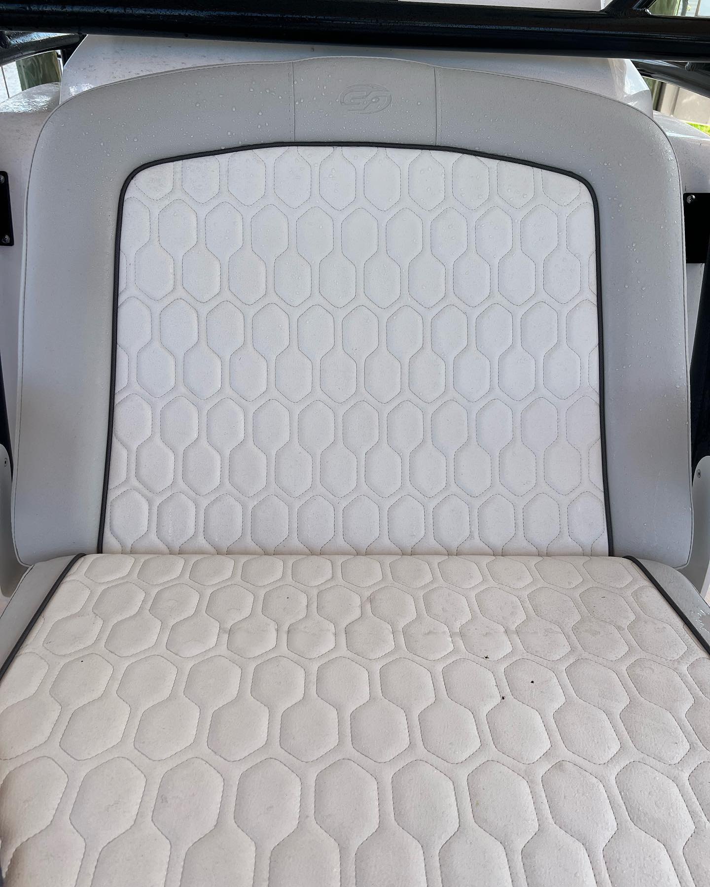 New stitched seat cushion on a center console