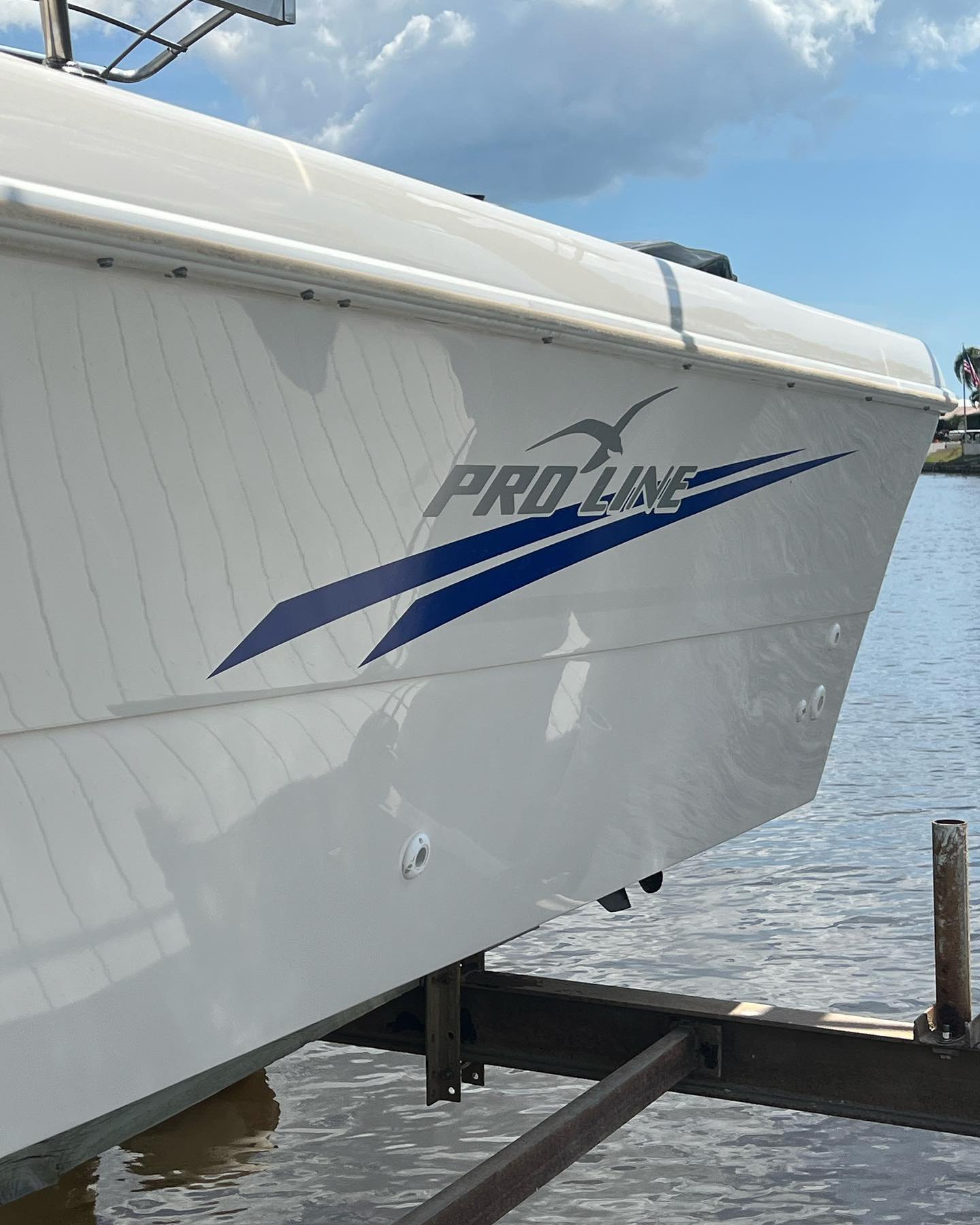 Pro-Line hull on a boat lift